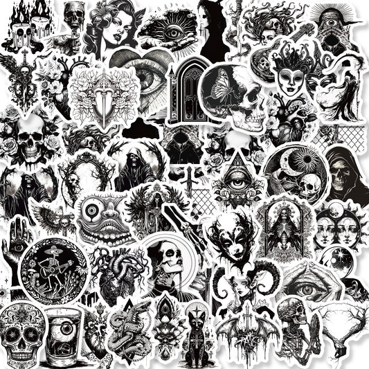 Gothic Skull Sticker Pack Printed Adhesive For Gear