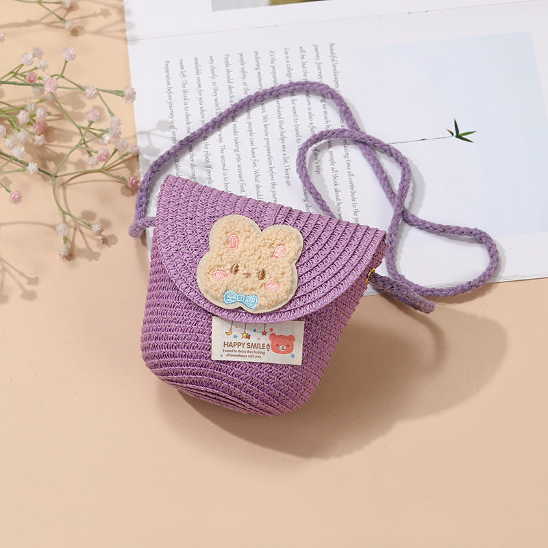 Cute Summer Children's Crossbody Woven Bag with Animal Patterns