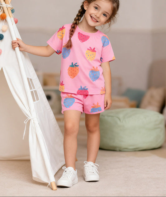 Cute Girl's Short Sleeve Two-Piece Outfit Set