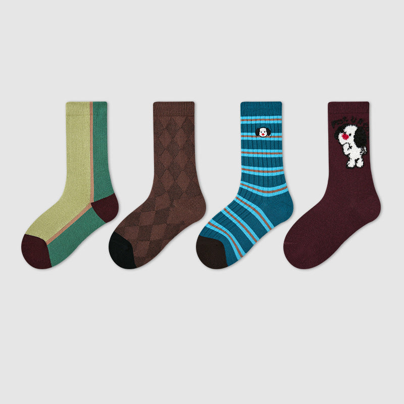 Kids Socks Puppy Cartoon Breathable Cotton Mid Calf
