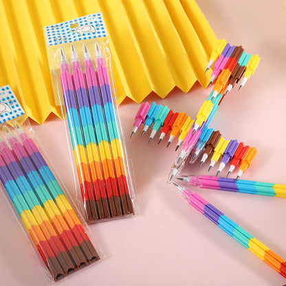 Mechanical Pencil Rainbow Block Refillable For Kids
