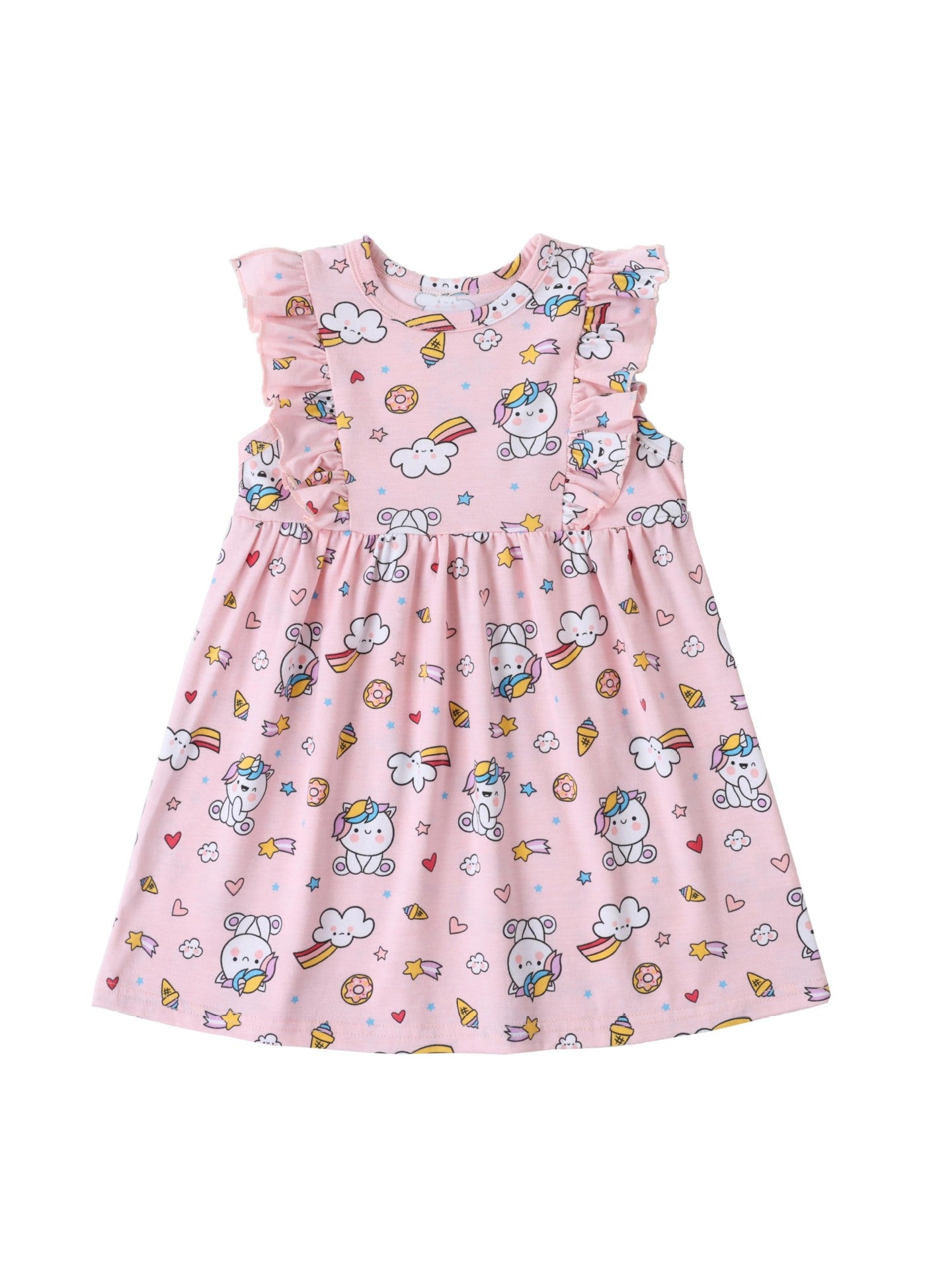Cartoon Floral A-Line Dress Soft Cotton Girls' Dress