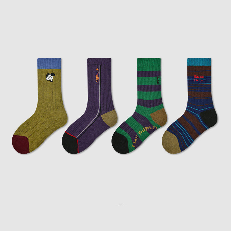 Kids Socks Puppy Cartoon Breathable Cotton Mid Calf