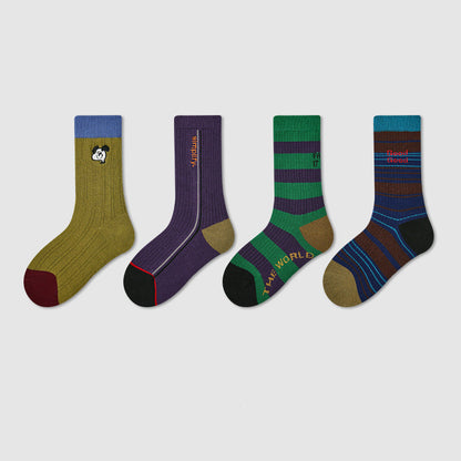 Kids Socks Puppy Cartoon Breathable Cotton Mid Calf