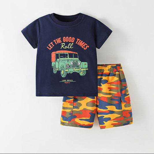 Summer Boys' Casual T-Shirt and Shorts Set