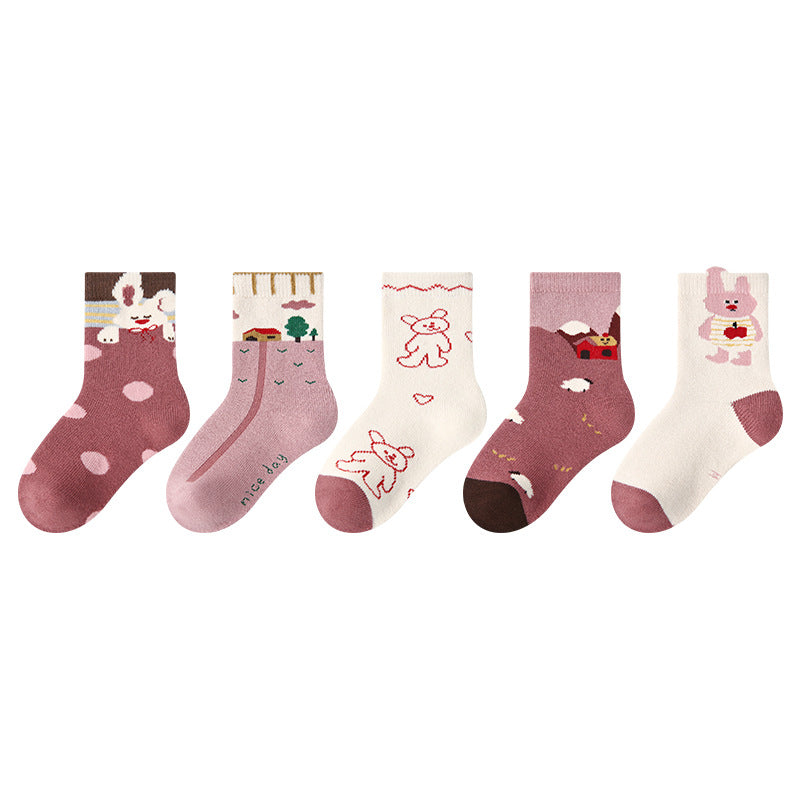 Kids Socks Animal Terry Cozy Warm Home Wear