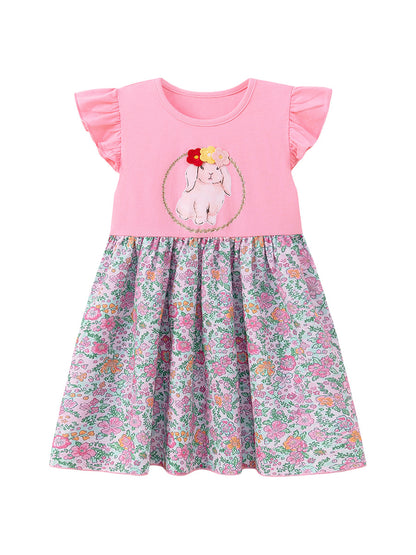 Summer Cartoon Floral Dress for Girls