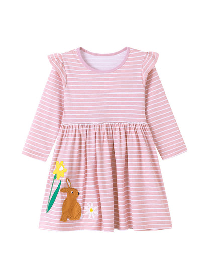 Cartoon Long Sleeve Kids Dress
