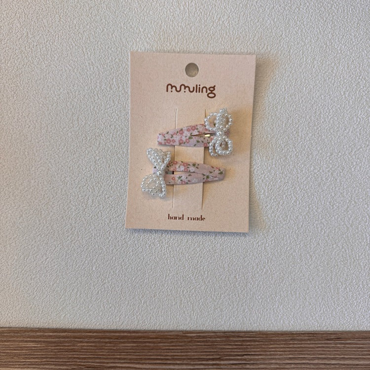 Kids' Flower Hair Clips Cute Pearl Bow Hair Accessories