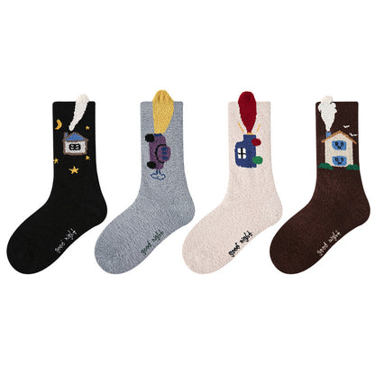 Kids Cozy Fleece Lined Ankle Socks Non Slip Casual