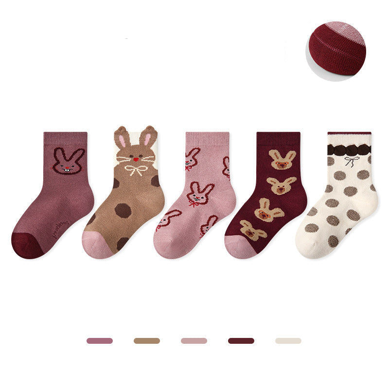 Kids Dot Colorblock Seamless Cotton Sport Socks