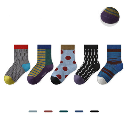 Kids Dot Colorblock Seamless Cotton Sport Socks