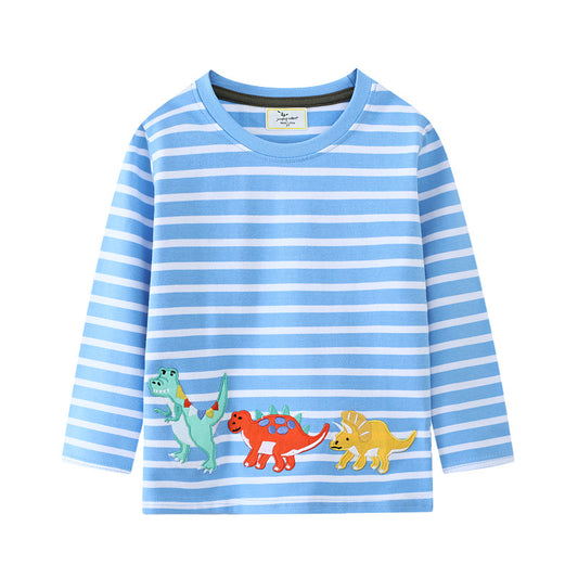Embroidered Dinosaur Long Sleeve T-Shirt for Kids