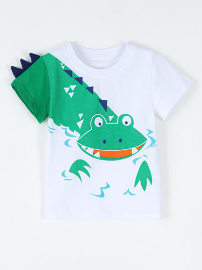 Kids' Creative Printed Round Neck Short Sleeve T-Shirt