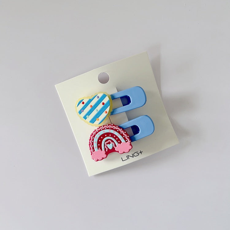 Acrylic Rainbow Flower Hair Clips for Kids