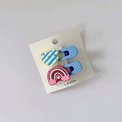 Acrylic Rainbow Flower Hair Clips for Kids