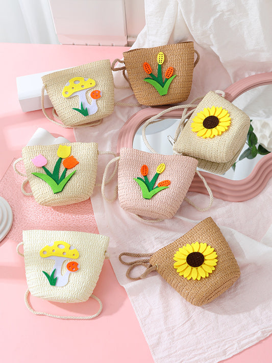 Summer Beach Woven Bag Cute Mini Crossbody Purse