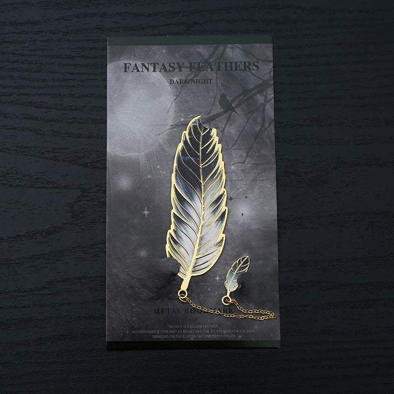 Metal Feather Bookmark Artistic Enamel Gift