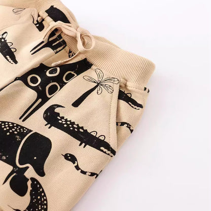 Kids Printed Cotton Long Pants Casual Bottoms