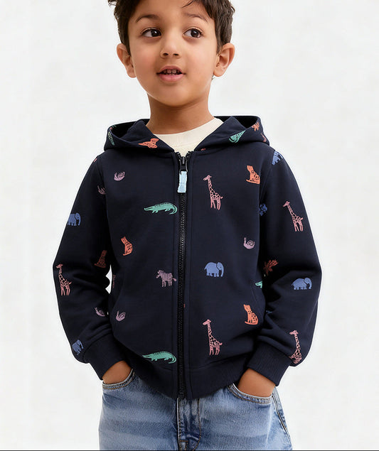 Casual Hooded Zip-Up Jacket for Boys