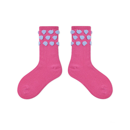 Kids Plush Polka Dot Mid Calf Socks Breathable