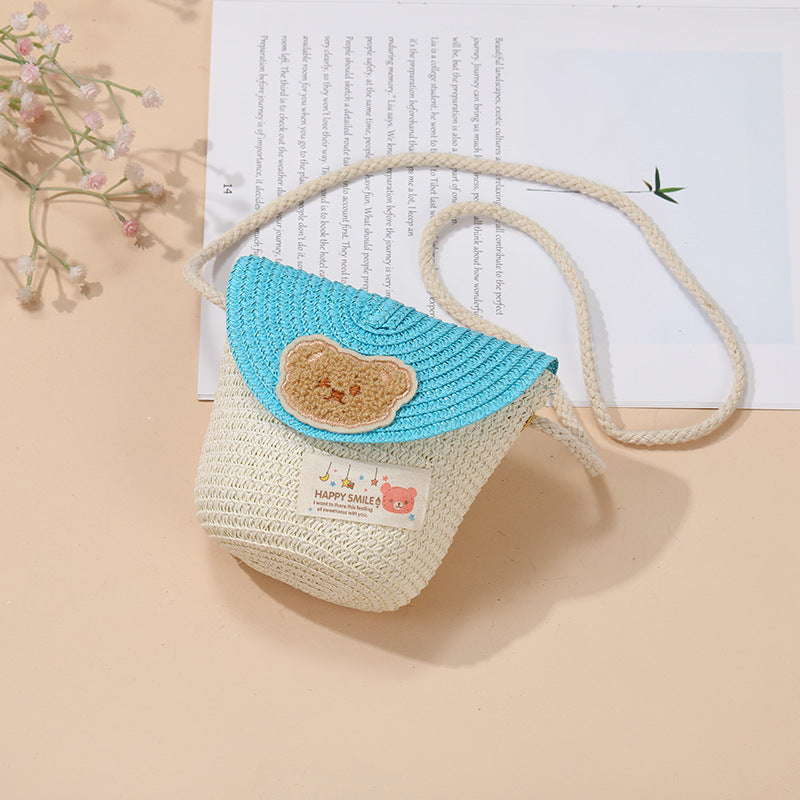 Cute Summer Children's Crossbody Woven Bag with Animal Patterns