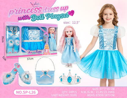 Princess Doll Dress-Up Playset - 32cm Rubber Doll Toy