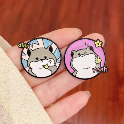 Cute Hamster Selfie Brooch Cartoon Animal Metal Badge Gift