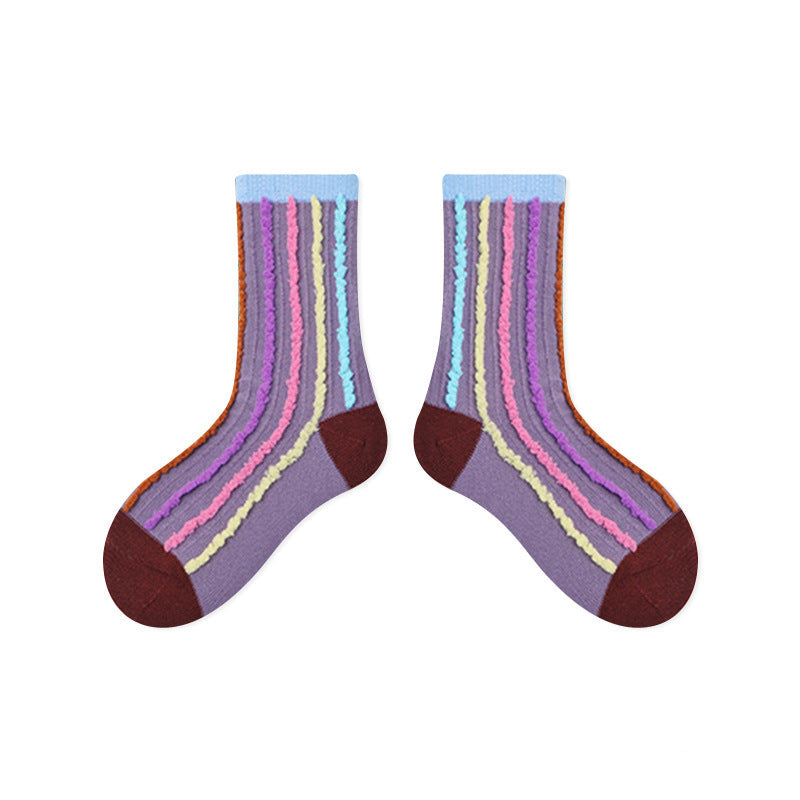 Kids Plush Polka Dot Mid Calf Socks Breathable