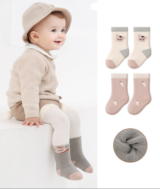 Cozy Thick Cotton Baby Socks Cute Cartoon Design Mid-Calf Socks