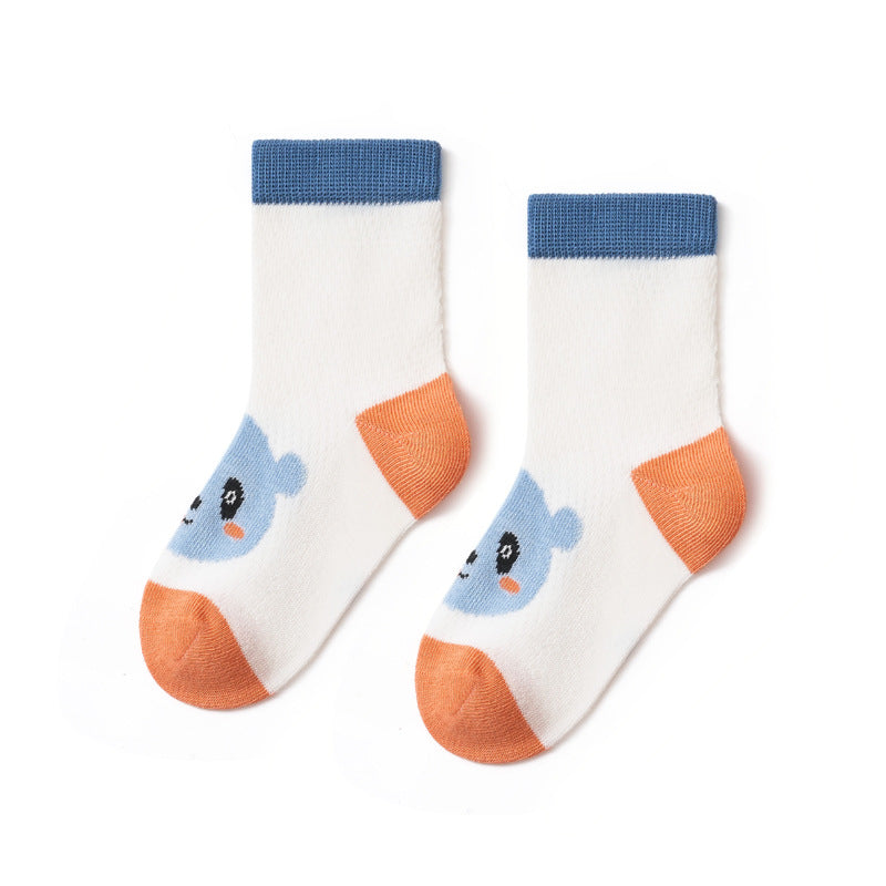 Cartoon Animal Mid-Calf Socks For Kids - Lightweight Cotton