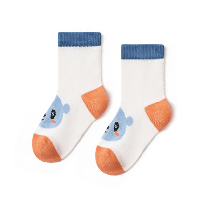 Cartoon Animal Mid-Calf Socks For Kids - Lightweight Cotton