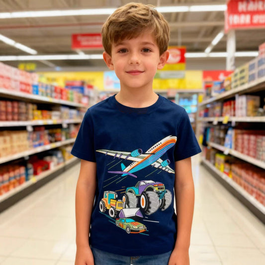Cartoon Graphic Short Sleeve T-Shirt for Boys