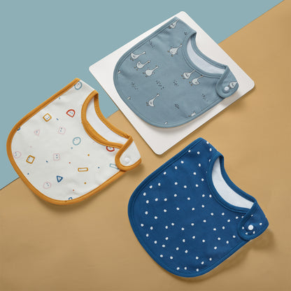 3-Pack Cartoon Baby Bibs Soft Cotton Waterproof Drool Bibs