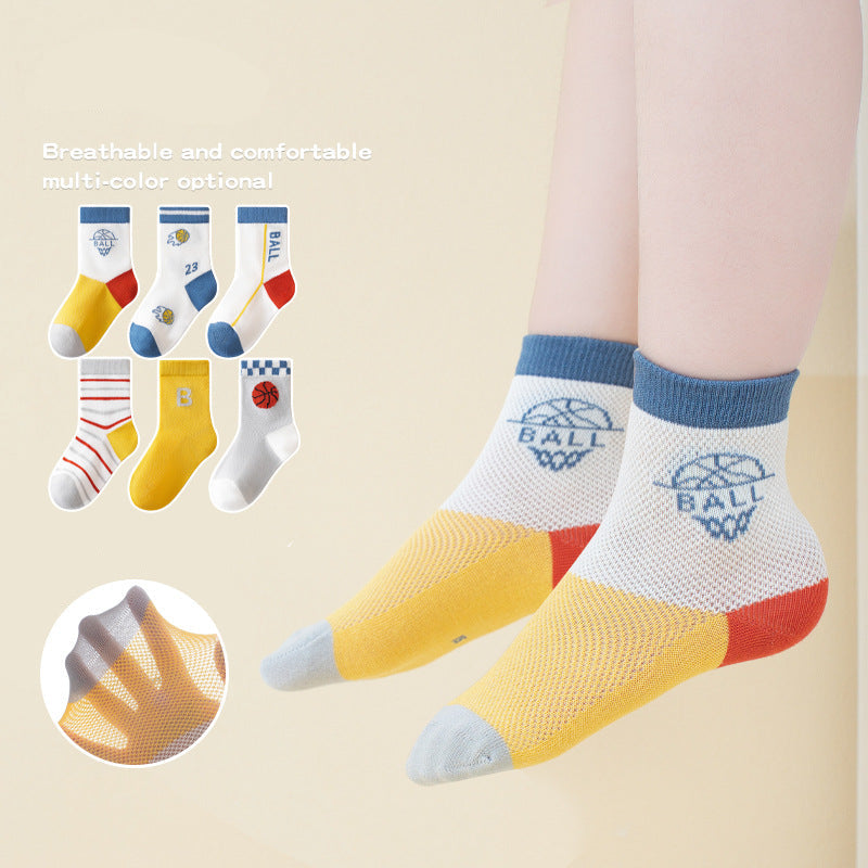 Children's Basketball Socks Cartoon Design Breathable Antimicrobial Mid-Calf Socks