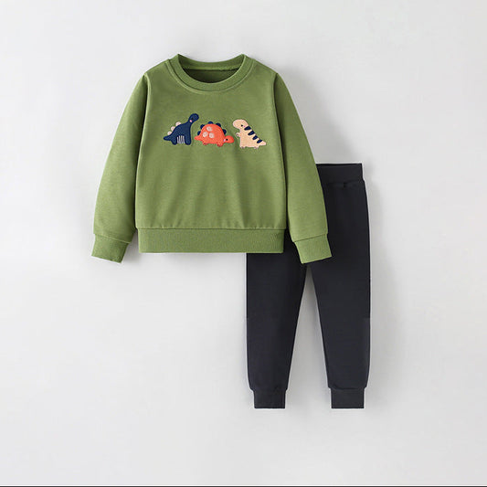 Kids Casual Cartoon Sweatshirt Set Soft Cotton