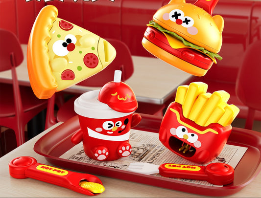 Children's Play Food Set - Burger, Pizza, Fries, and Drinks - Educational Toy