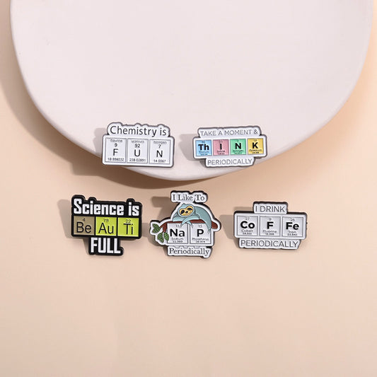 Chemical Element Letter Enamel Pin Stylish Alloy Brooch