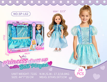 Princess Doll Dress-Up Playset - 32cm Rubber Doll Toy