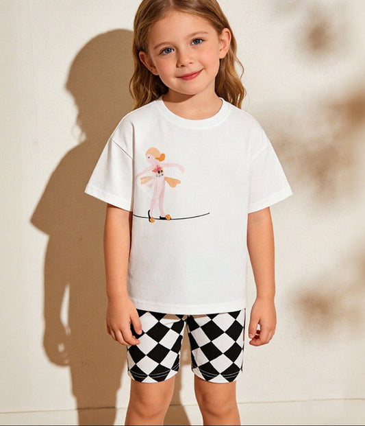 Cartoon Character Short Sleeve Set for Girls