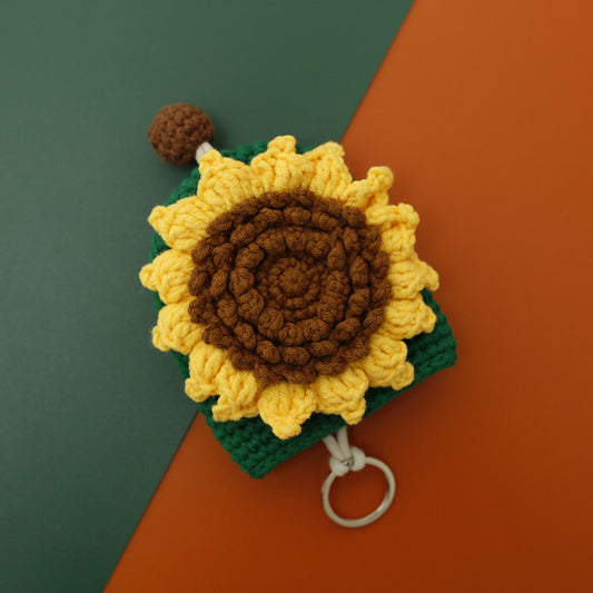 Handcrafted Large Sunflower Key Pouch Eco-Friendly Cotton Bag