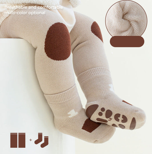 Warm Cotton Baby Knee Socks with Anti-Slip Design