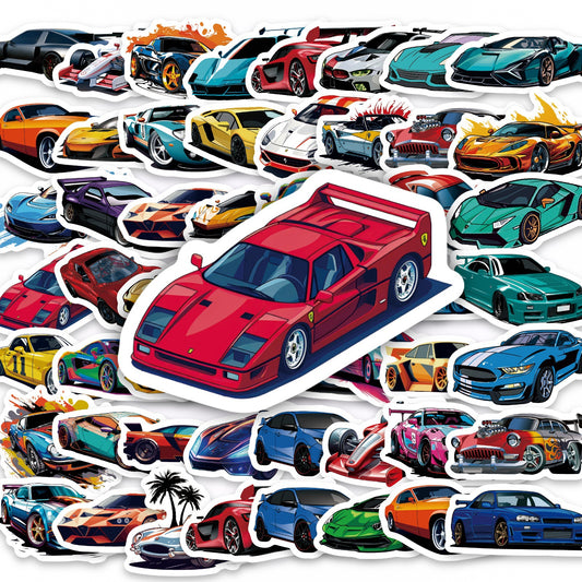 50 Pack Cool Racing Cartoon Printed Stickers