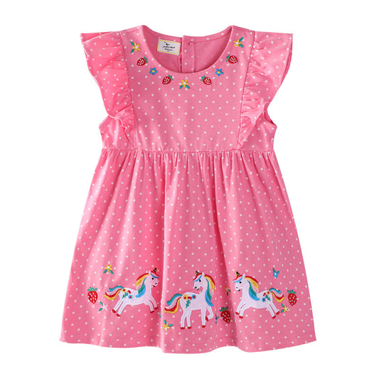 Girls' Knit Embroidered Cat Princess Dress