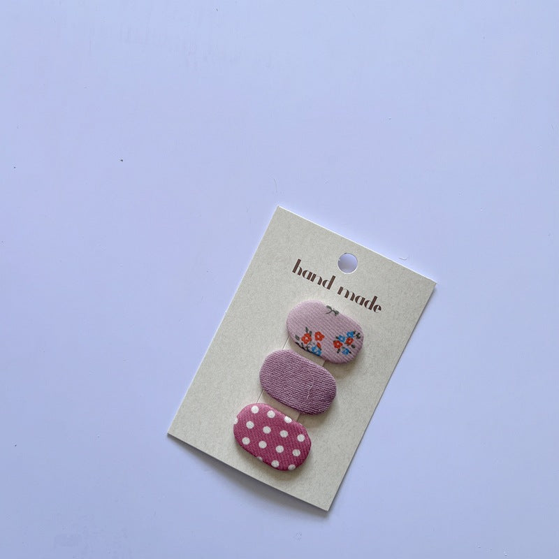 Floral Pattern Fabric Hair Clips Set for Kids