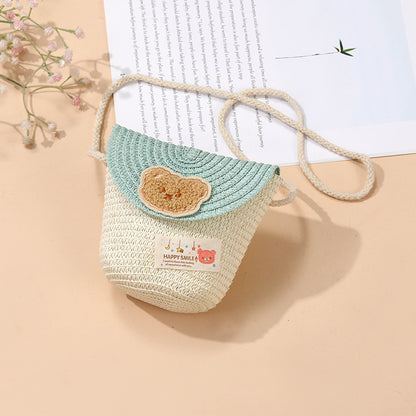 Cute Summer Children's Crossbody Woven Bag with Animal Patterns
