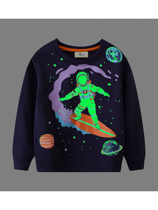 Glow in the Dark Space Print Boys' Sweatshirt