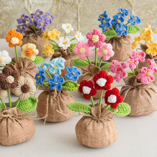 Handmade Crochet Decorative Potted Flowers for Home Decor