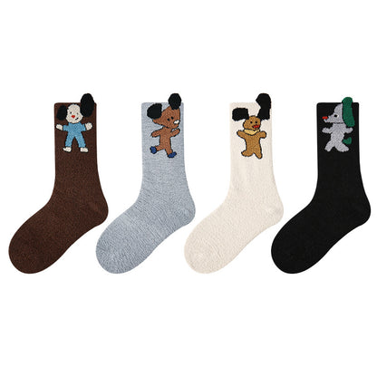 Kids Cozy Fleece Lined Ankle Socks Non Slip Casual