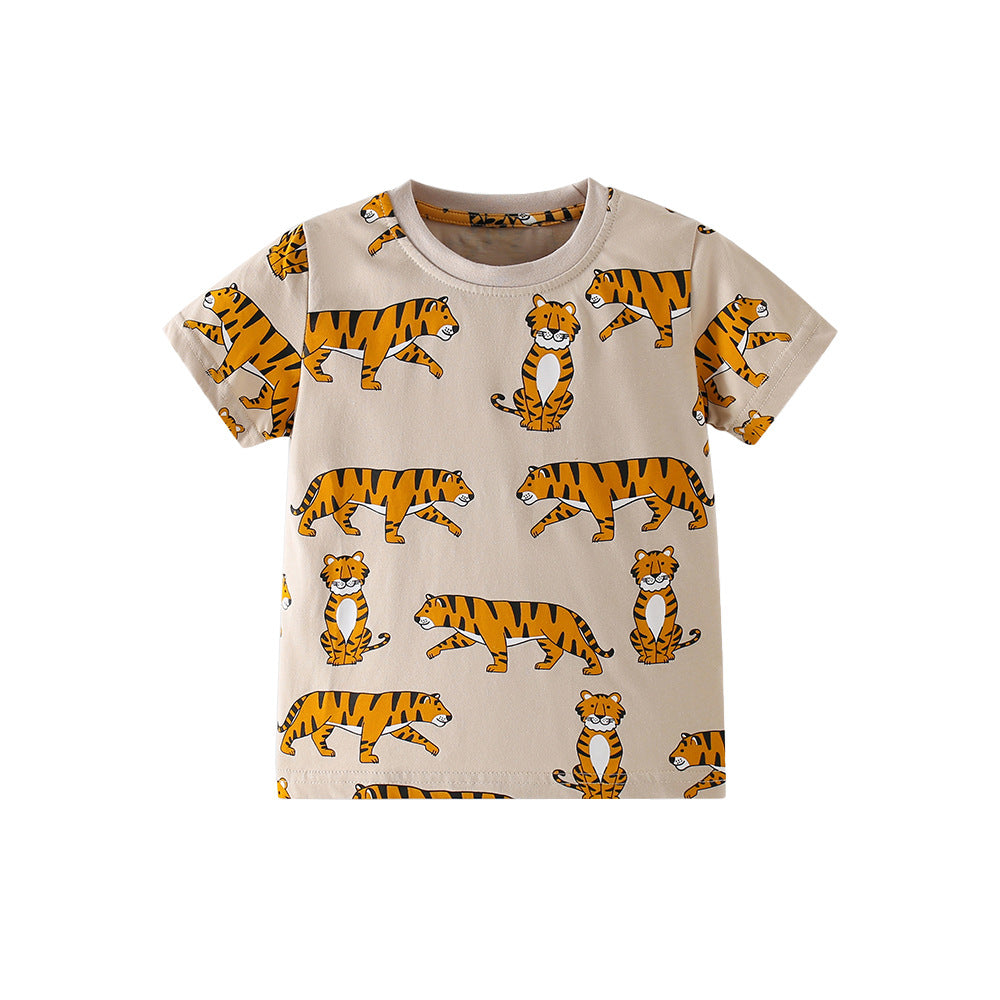 Trendy Casual Tiger Print Short Sleeve T-Shirt